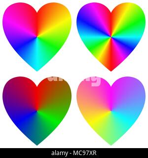 Gradiente arcobaleno cuore felice modello icona impostare Illustrazione Vettoriale