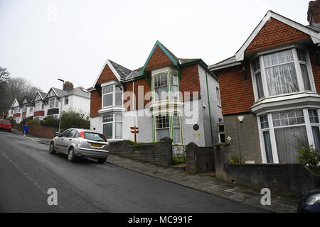 Immagine esterna del luogo di nascita di Dylan Thomas a Swansea. Situato sulla trasmissione Cwmdonkin negli altipiani area della città. Foto Stock