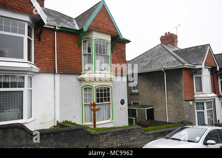 Immagine esterna del luogo di nascita di Dylan Thomas a Swansea. Situato sulla trasmissione Cwmdonkin negli altipiani area della città. Foto Stock