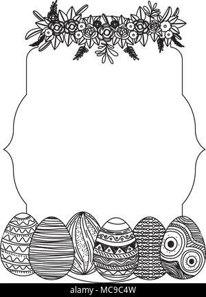 Felice Pasqua uova vernice con corona di rose Illustrazione Vettoriale