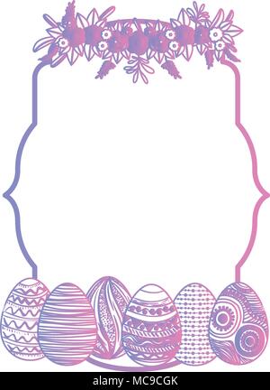 Felice Pasqua uova vernice con corona di rose Illustrazione Vettoriale