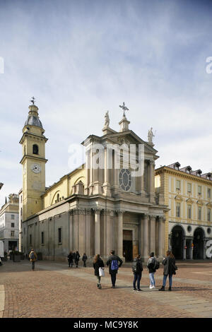 Il barocco romano-cattolica Chiesa di San Carlo Borromeo, Piazza San Carlo, Torino, Italia. Foto Stock