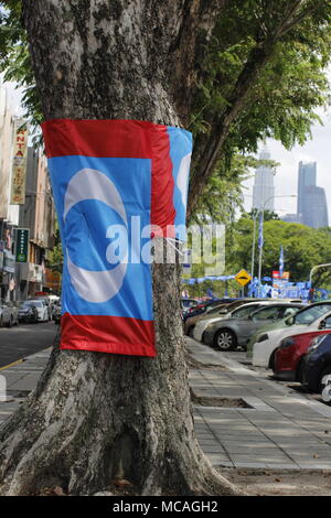 Malaysian elezioni generali 2018 campagne di Kuala Lumpur in Malesia. Partito di opposizione bandiera. Foto Stock