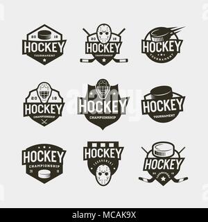 Serie di hockey loghi. sport emblemi illustrazione vettoriale Illustrazione Vettoriale