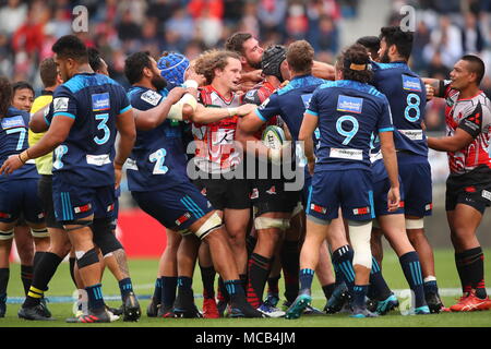 Tokyo, Giappone. Xiv Apr, 2018. Vista generale del Rugby : 2018 Super partita di rugby tra Sunwolves 10-24 Blues al Prince Chichibu Memorial Stadium a Tokyo in Giappone . Credito: YUTAKA AFLO/sport/Alamy Live News Foto Stock