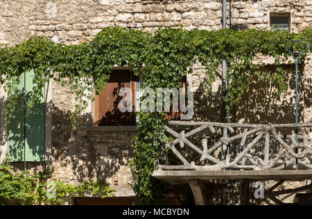 Old tenement house ricoperta di edera in Sault, dipartimento di Vaucluse nella regione della Provenza, Francia Foto Stock