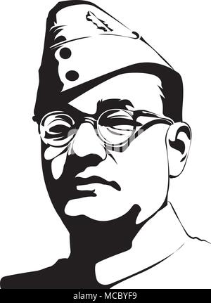 Subash Chandra Bose (1897 - 1945) nazionalista indiano  eroe in India Illustrazione Vettoriale