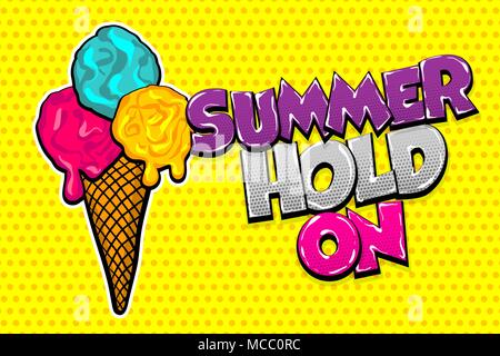Estate cibo dolce pop art fumetto Illustrazione Vettoriale