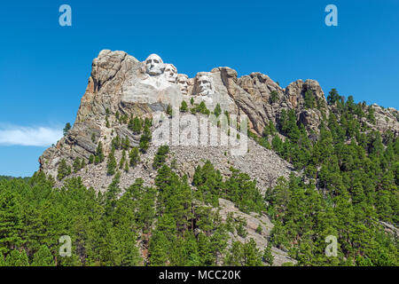 Le teste di granito dei presidenti americani, il monumento nazionale di Mount Rushmore nel South Dakota, Stati Uniti d'America, Stati Uniti. Foto Stock