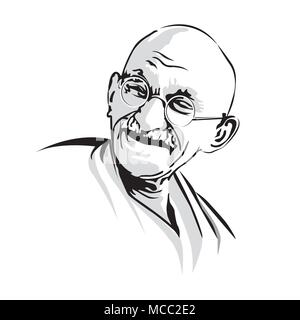 Il Mahatma Gandhi (1869 - 1948)Il padre della nazione indiana. Illustrazione Vettoriale