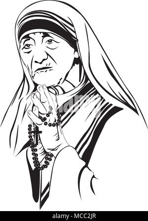 Madre Teresa(1910-1997), Santa Teresa era un romano Albanian-Indian suora cattolica e missionaria. Leader della Congregazione delle Missionarie della Carità Illustrazione Vettoriale