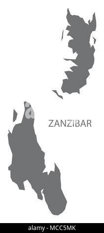 Zanzibar mappa della Tanzania grigio forma illustrazione Illustrazione Vettoriale