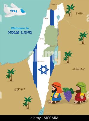 Mappa di Israele con due spie Illustrazione Vettoriale