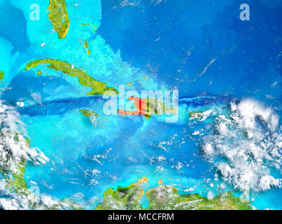 Haiti ha evidenziato in rosso sul pianeta Terra. 3D'illustrazione. Gli elementi di questa immagine fornita dalla NASA. Foto Stock