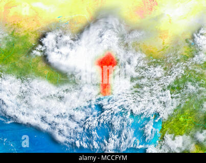 Il Benin ha evidenziato in rosso sul pianeta Terra. 3D'illustrazione. Gli elementi di questa immagine fornita dalla NASA. Foto Stock