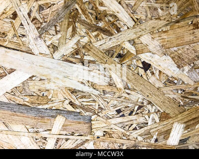 Background e texture OSB, superficie di legno pressato board. Foto Studio Foto Stock