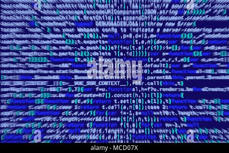 Sviluppatore di Software codice di programmazione. Calcolatore astratto del codice di script. Colore blu Illustrazione Vettoriale