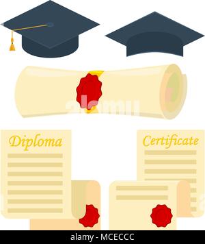 Cartoon colorati set di graduazione 5 elementi Illustrazione Vettoriale