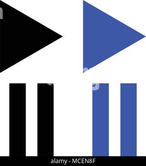 Riprodurre e mettere in pausa le icone. illustrazione vettoriale. I colori blu e nero Illustrazione Vettoriale