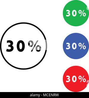 Il trenta per cento di icona. illustrazione vettoriale. Piatto e stile di contorno Illustrazione Vettoriale