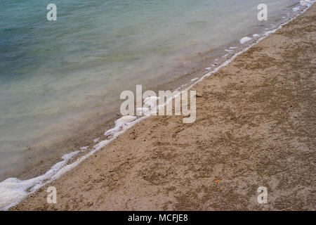 Linea sottile di schiuma di mare / Spiaggia schiuma anche noto come spume al Reem Island, Abu Dhabi Foto Stock