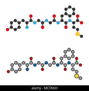 Met-encefalina oppioidi endogeni molecola peptidica. Stilizzata 2D rendering. Illustrazione Vettoriale