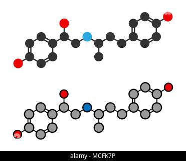 Ractopamine additivo per mangimi molecola. Stilizzata 2D rendering. Illustrazione Vettoriale