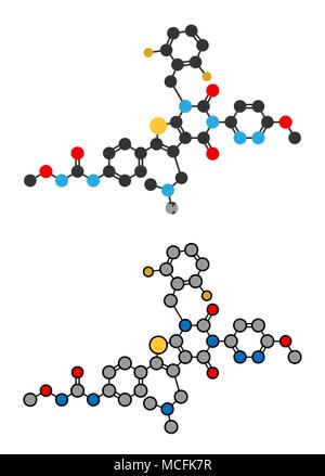 Relugolix molecola di farmaco (di ormone di rilascio di gonadotropina antagonista del recettore). Stilizzata 2D rendering. Illustrazione Vettoriale