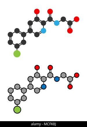 Vadadustat molecola di farmaco. Stilizzata 2D rendering. Illustrazione Vettoriale