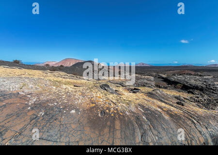 Lanzarote - paesaggio di lava nel Parco Nazionale di Timanfaya Foto Stock