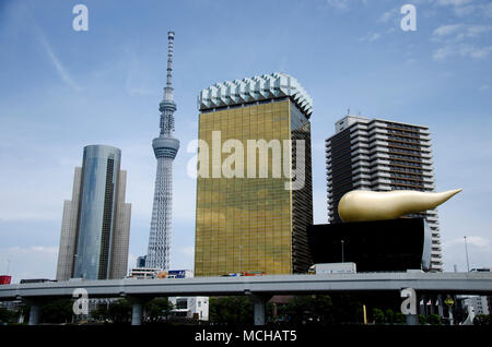 Lo skyline di Tokyo, il Tokyo horn, Sumida River, in Giappone Foto Stock