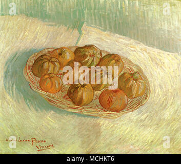 Natura morta con cesto di mele Foto Stock