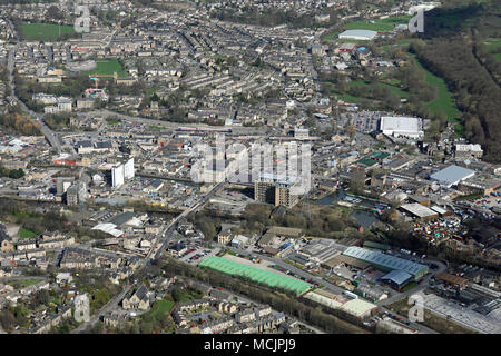 Vista aerea di Brighouse Town Center, West Yorkshire Foto Stock