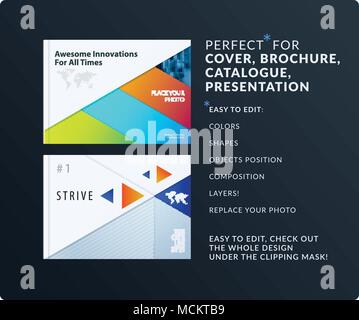 Materiale di presentazione di design. Abstract vettore colorati set di moderni modelli orizzontali con strati per il business Illustrazione Vettoriale