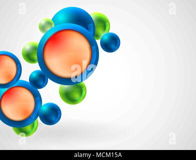 Abstract orizzontale con sfondo verde brillante e blu sfere, design di poster Illustrazione Vettoriale