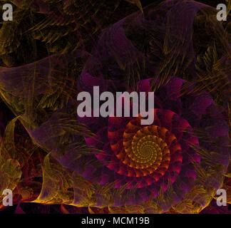 Spirale multicolore frattale immagine sullo sfondo scuro Foto Stock