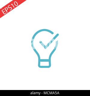 Lampadina, icona del segno di spunta vettore modello di Logo Illustrazione Vettoriale