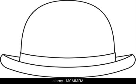 Line art in bianco e nero Bowler cappello Illustrazione Vettoriale