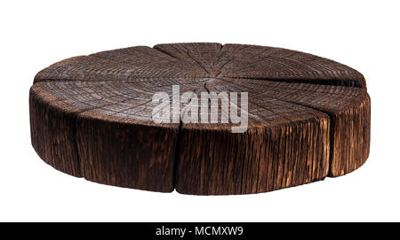 Ceppo di legno. Dark tagliere di legno Foto Stock