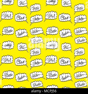 Ciao nelle diverse lingue- seamless pattern, stock illustrazione vettoriale Illustrazione Vettoriale