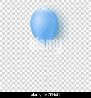 Flying realistico trasparente palloncino blu su uno sfondo trasparente. Elemento di festa. Per i bambini. Per una vacanza. Illustrazione Vettoriale. EPS 10 Illustrazione Vettoriale