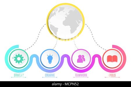 Elementi di infographics. Cerchi multicolori. Strategia di business. Design per la tua presentazione. I simboli colorati. Illustrazione Vettoriale. EPS 10 Illustrazione Vettoriale