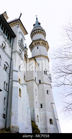 Hohenschwangau, Baviera / Germania - Marzo 2018: Il Castello di Neuschwanstein, o nuovo Swanstone Castello, Casa storica di Ludwig II di Bava Foto Stock