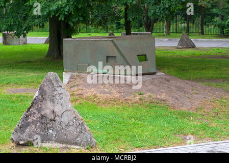 KIROVSK, Russia - 13 settembre 2015: Fanteria Armor protezione. Esposizione del complesso memoriale "breccia dell assedio di Leningrado' Foto Stock