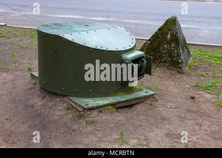 KIROVSK, Russia - 13 settembre 2015: Fanteria Armor protezione. Esposizione del complesso memoriale "breccia dell assedio di Leningrado' Foto Stock