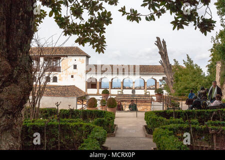 Il Pabellón Norte (Padiglione Nord), Palacio del Generalife da sopra il Patio de los Cipreses, Alhambra di Granada Foto Stock