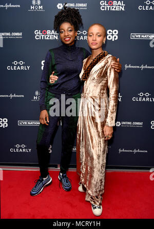 Poco Simz (sinistra) e Adwoa Aboah frequentando il cittadino globale evento live tenutosi presso il 02 Brixton Academy di Londra. Foto Stock