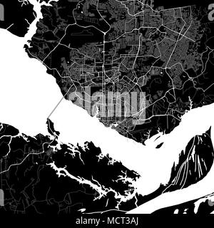 Mappa della zona di Manaus, Brasile. Sfondo scuro versione per una infografica e progetti di marketing. Questa mappa di Manaus, Amazonas, contiene punti di riferimento tipico Illustrazione Vettoriale