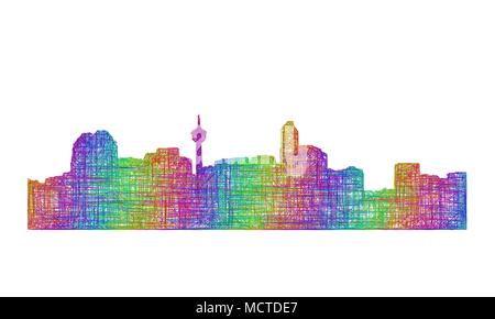 Calgary skyline silhouette - linea multicolore arte Illustrazione Vettoriale