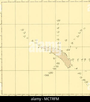 . 34 ya" )?/ 6 4 18 19 36 3 O Jty 3-f Fig. 24. La distribuzione di quantità di plancton intorno alla Georgia del Sud, 1927-8, Sts. WS 144-93. 30 +0* 30 39* â ¢/ I â ¢/ I -â¢II â"¢4 MI â¢2 MI â¢2 1 â ¢/un â o â o -&amp;&amp;-â€ V TSN St 1 8 ^ / e i2 J 40' .Â"â ¢ 39* JO' 36* JÂ£" 37*  3i  ."o 3+' Fig. 25. La distribuzione di quantità di plancton intorno alla Georgia del Sud, 1928-9, Sts. WS 257-96. Foto Stock